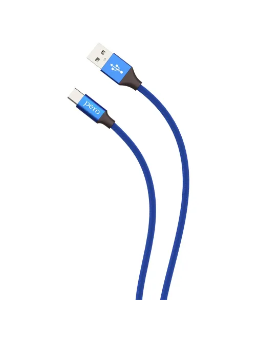 Кабель USB PERO DC-02 Type-C, 3А, 1м, синий