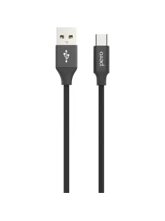 Кабель USB PERO DC-02 Type-C, 3А, 1м, черный
