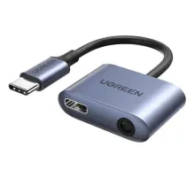 Адаптер UGREEN CM231 (60164) USB-C to 3.5mm Audio Adapter with PD серый
