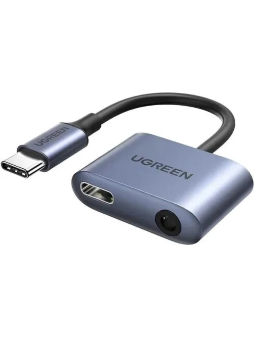 Адаптер UGREEN CM231 (60164) USB-C to 3.5mm Audio Adapter with PD серый