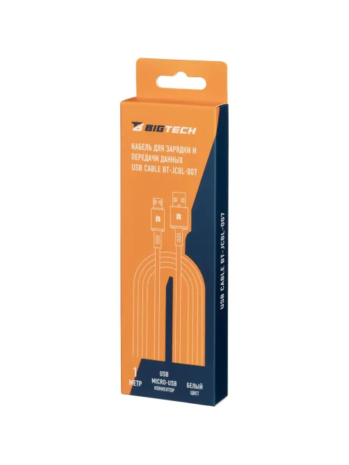 Кабель 2,4A, 1м, USB - Micro-USB, TPE, силикон, белый BT-JCBL-007/U28