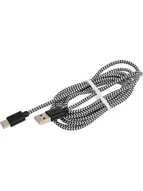 Кабель PERO DC-04 Type-C, 3А, 2м, Silver-black (Fast Charge)