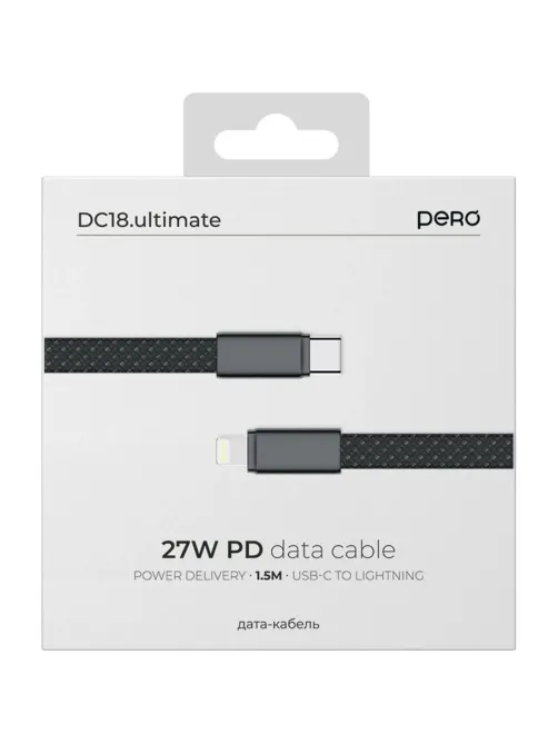Кабель PERO DC18 ULTIMATE USB-С to LIGHTNING, 27W, 3A, 1.5m, Black