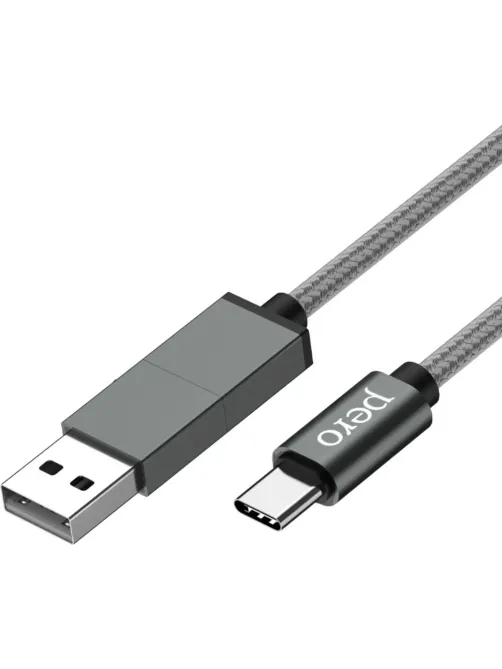 Кабель PERO, DC-07, 1м, Type-C/USB-A to Type-C, 60W, серый