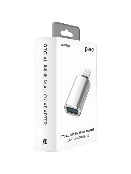 Адаптер PERO AD02 OTG LIGHTNING TO USB 3.0, серебристый