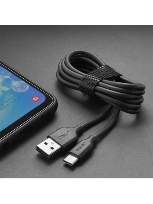 Кабель Deppa USB-A - USB-C, USB 2.0, 2.4A, 2м, черный