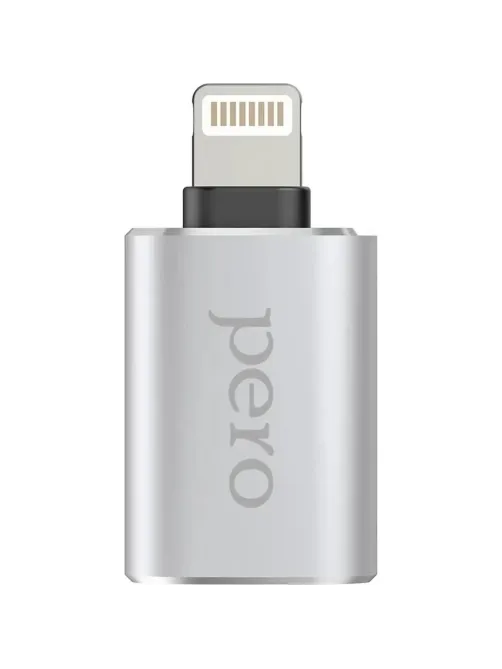 Адаптер PERO AD02 OTG LIGHTNING TO USB 3.0, серебристый