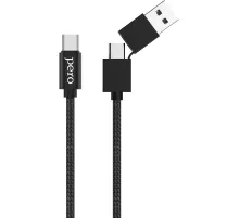 Кабель USB PERO DC-07 UNIVERSAL 2 in 1, USB-A + PD  to Type-C, 1m, Black