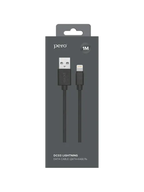 Кабель PERO, DC-03, 8-pin Lightning, 2.4А, 1м,  черный