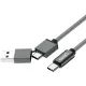 Кабель PERO, DC-07, 1м, Type-C/USB-A to Type-C, 60W, серый