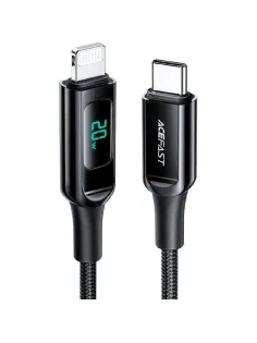 Кабель ACEFAST C6-01 USB-C, Lightning charging с цифровым дисплеем, черный