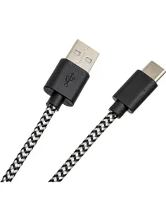 Кабель PERO DC-04 Type-C, 3А, 2м, Silver-black (Fast Charge)