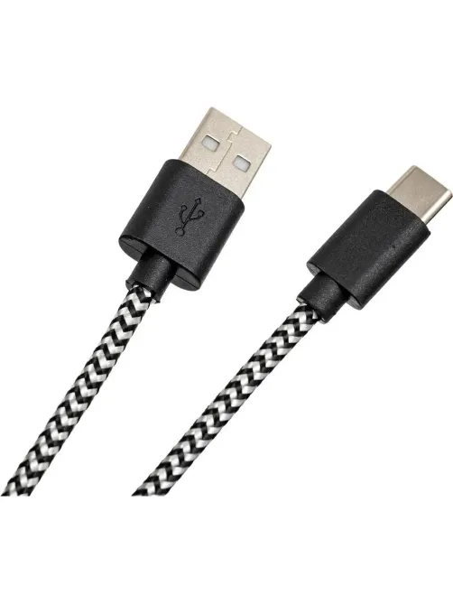 Кабель PERO DC-04 Type-C, 3А, 2м, Silver-black (Fast Charge)