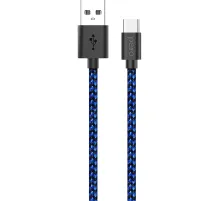 Кабель USB PERO DC-04 Type-C, 3А, 2м, Blue-black (Fast Charge)