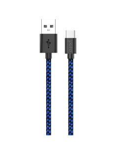 Кабель USB PERO DC-04 Type-C, 3А, 2м, Blue-black (Fast Charge)
