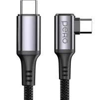Кабель PERO DC12 ULTIMATE PD Type-C to Type-C, угловой, 60W, 1.5m, Black