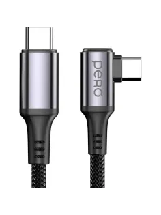 Кабель PERO DC12 ULTIMATE PD Type-C to Type-C, угловой, 60W, 1.5m, Black