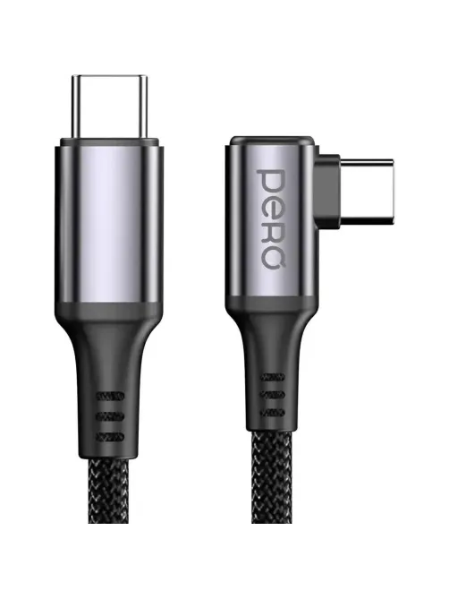Кабель PERO DC12 ULTIMATE PD Type-C to Type-C, угловой, 60W, 1.5m, Black