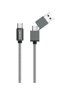 Кабель PERO, DC-07, 1м, Type-C/USB-A to Type-C, 60W, серый