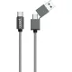 Кабель PERO, DC-07, 1м, Type-C/USB-A to Type-C, 60W, серый