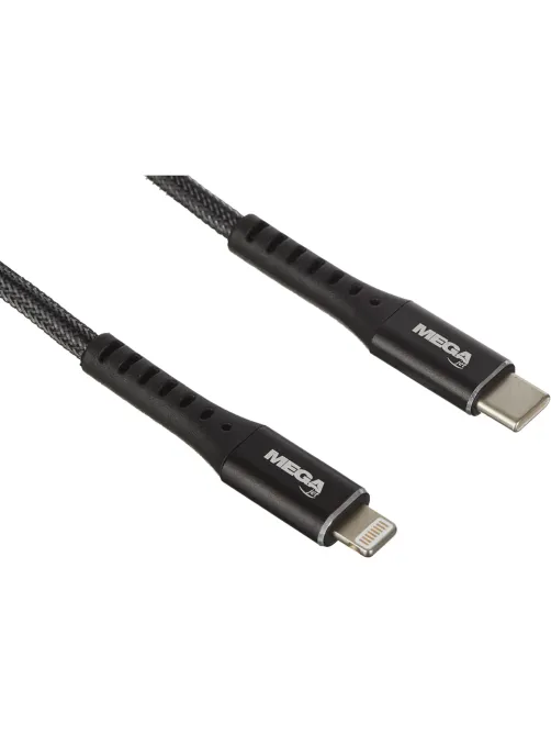 Кабель МОЩНОСТЬ, 1м, Type-C to Lightning,  нейл, черный BT-JCBL-009/U210PD