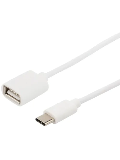 Кабель USB OTG - USB Type-C, F/M, 15см, Rexant, бел, 18-1180