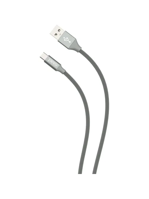 Кабель USB PERO DC-02 Type-C, 3А, 1м, серый