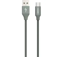 Кабель USB PERO DC-02 Type-C, 3А, 1м, серый