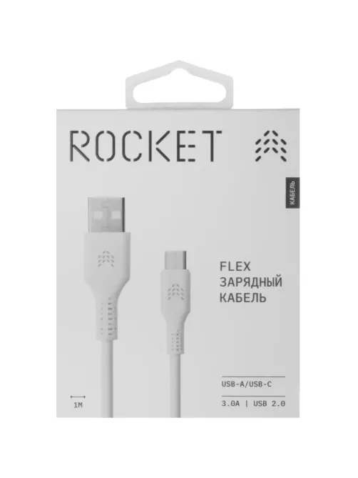 Кабель зарядный Rocket Flex оплётка TPE USB-A/USB-C 1м,бел(RDC508WH01FL-AC)