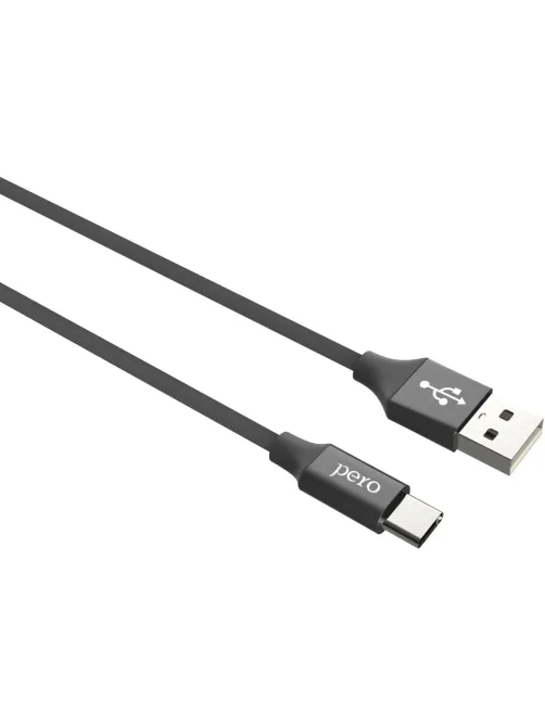 Кабель USB PERO DC-02 Type-C, 3А, 1м, черный
