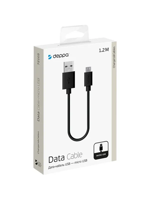 Кабель Deppa USB-microUSB, 1.2м, черный