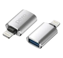 Адаптер PERO AD02 OTG LIGHTNING TO USB 3.0, серебристый