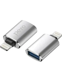 Адаптер PERO AD02 OTG LIGHTNING TO USB 3.0, серебристый