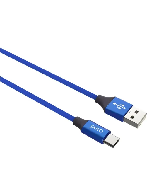 Кабель USB PERO DC-02 Type-C, 3А, 1м, синий