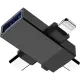 Адаптер PERO AD14 OTG LIGHTNING+USB-C+MICRO-USB TO USB 3.0, черный