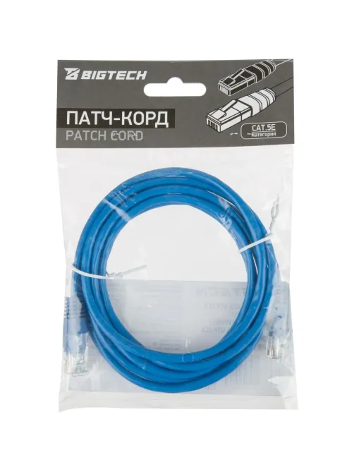 Патч-корд BigTech OPCC015 UTP CCA кат.5e/2м/литой/многожильный (синий)