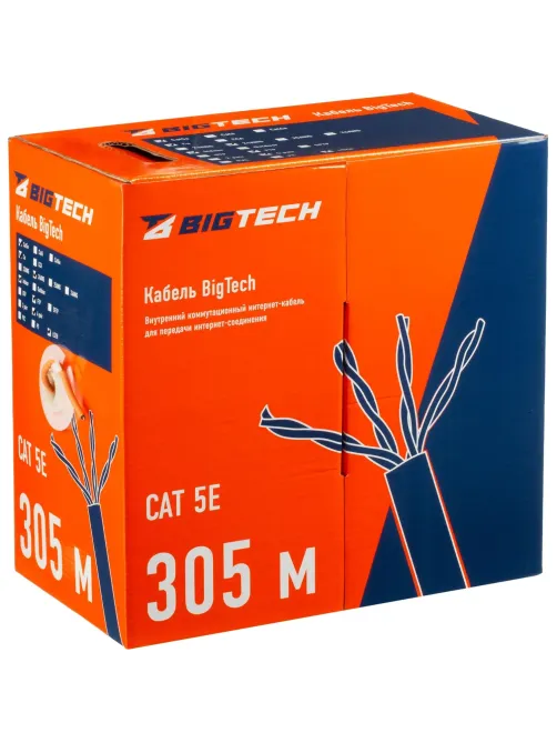 Кабель BigTech BT-CECR-010 медь FTP 4 пары, кат.5e AWG24 LSZH 305м оранж