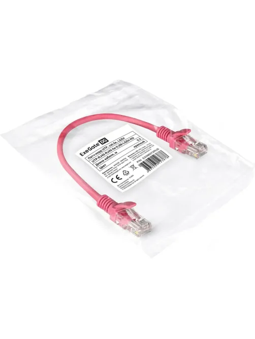 Патч-корд LSZH ExeGate UTP-RJ45-RJ45-5e-0,3M-LSZH-RD, UTP, cat.5e, 0.3м, кр
