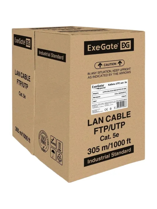 Кабель ExeGate Special UTP4-C5e-CCA-S26-IN-PVC-GY-305 UTP 4