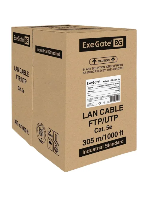 Кабель ExeGate UTP4-C5e-CCA-S24-IN-PVC-GY-305 UTP