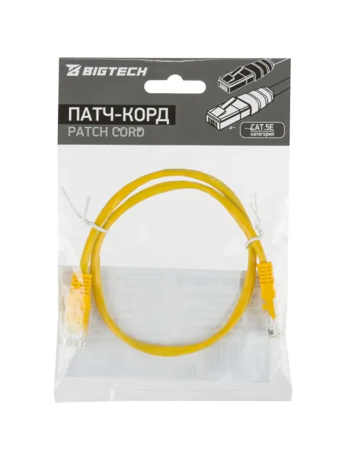 Патч-корд BigTech OPCC019 UTP CCA кат.5e/0.5м/литой/многожильн (желтый)
