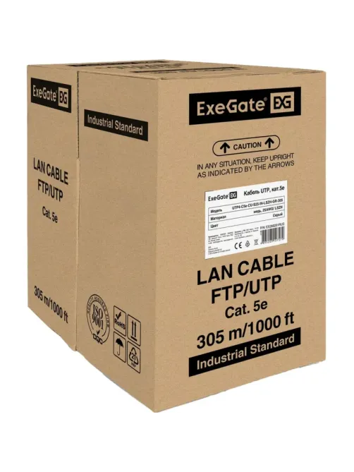 Кабель ExeGate UTP4-C5e-CU-S25-IN -LSZH-GR-305-FLUKE UTP