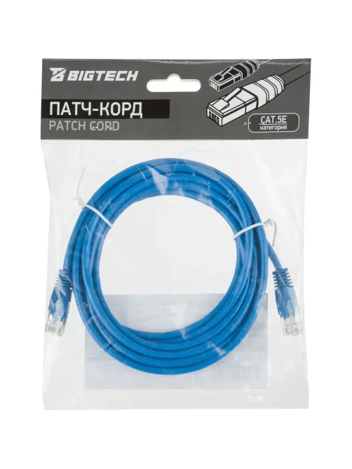 Патч-корд BigTech OPCC016 UTP CCA кат.5e/3м/литой/многожильный (синий)