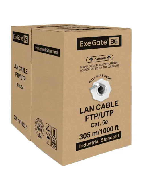 Кабель ExeGate UTP4-C5e-CU-S25-IN-PVC-GY-305-FLUKE UTP