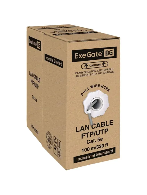 Кабель ExeGate FUTP4-C5e-CCA-S24-IN-PVC-GY-100 FTP