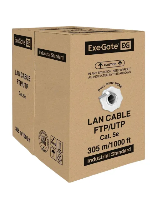 Кабель ExeGate FUTP4-C5e-CU-S24-IN-PVC-GY-305-FLUKE FTP