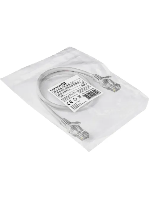 Патч-корд ExeGate UTP-RJ45-RJ45-5e-0,5M-LSZH-GY, cat.5e, 0.5м <EX286379RUS