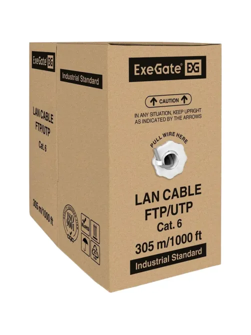 Кабель ExeGate FUTP4-C6-CU-S23-IN-PVC-GY-305-FLUKE FTP