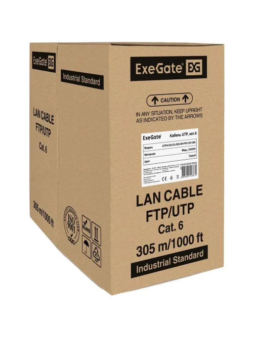 Кабель ExeGateUTP4-C6-CU-S23-IN-PVC-GY-305-FLUKE UTP