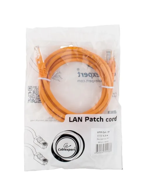 Патч-корд UTP Cablexpert PP12-1.5M/O кат.5e, 1.5 м, оранжевый